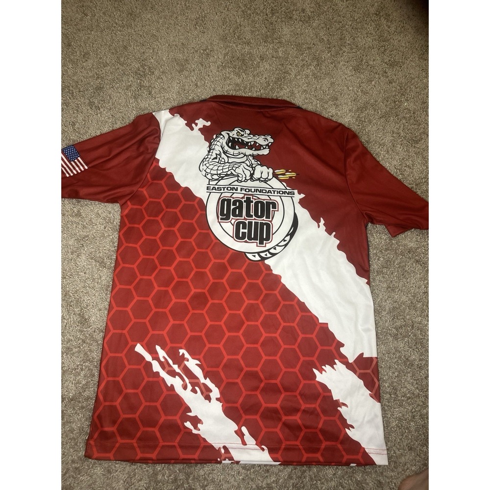 Easton Foundations Gator Cup Archery Shooter Jersey Red Honeycomb Shirt Size S